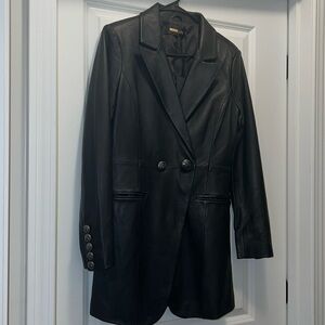 Fashion Nova Black Genuine Leather Blazer Dress. Size M. Brand New. Very Nice!!